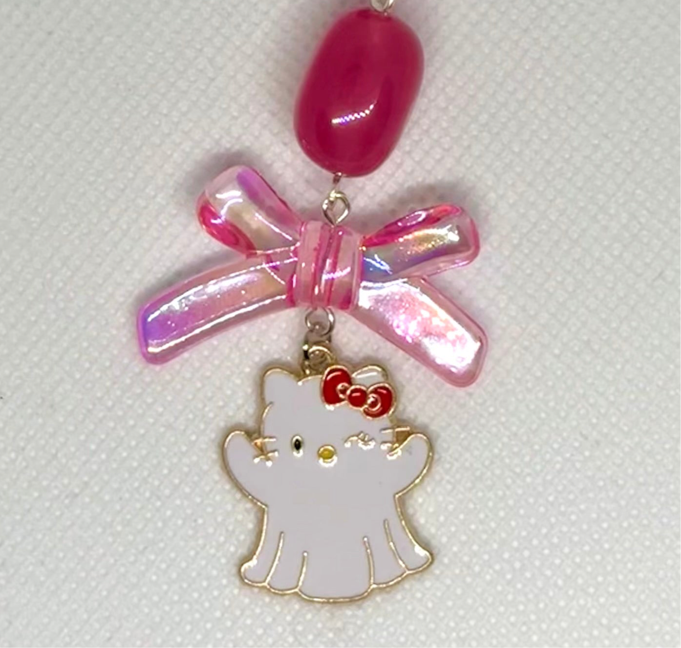pink ghost kitty charm