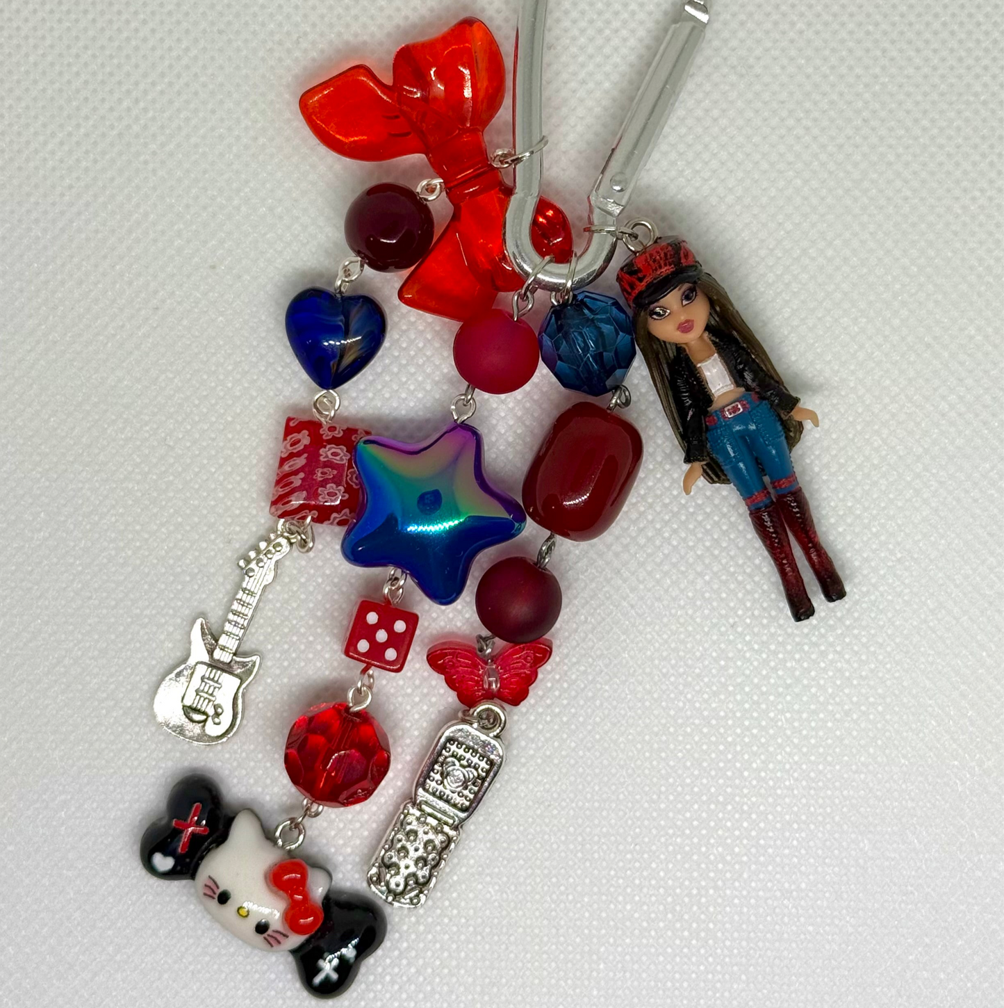 red and blue bratz carabiner