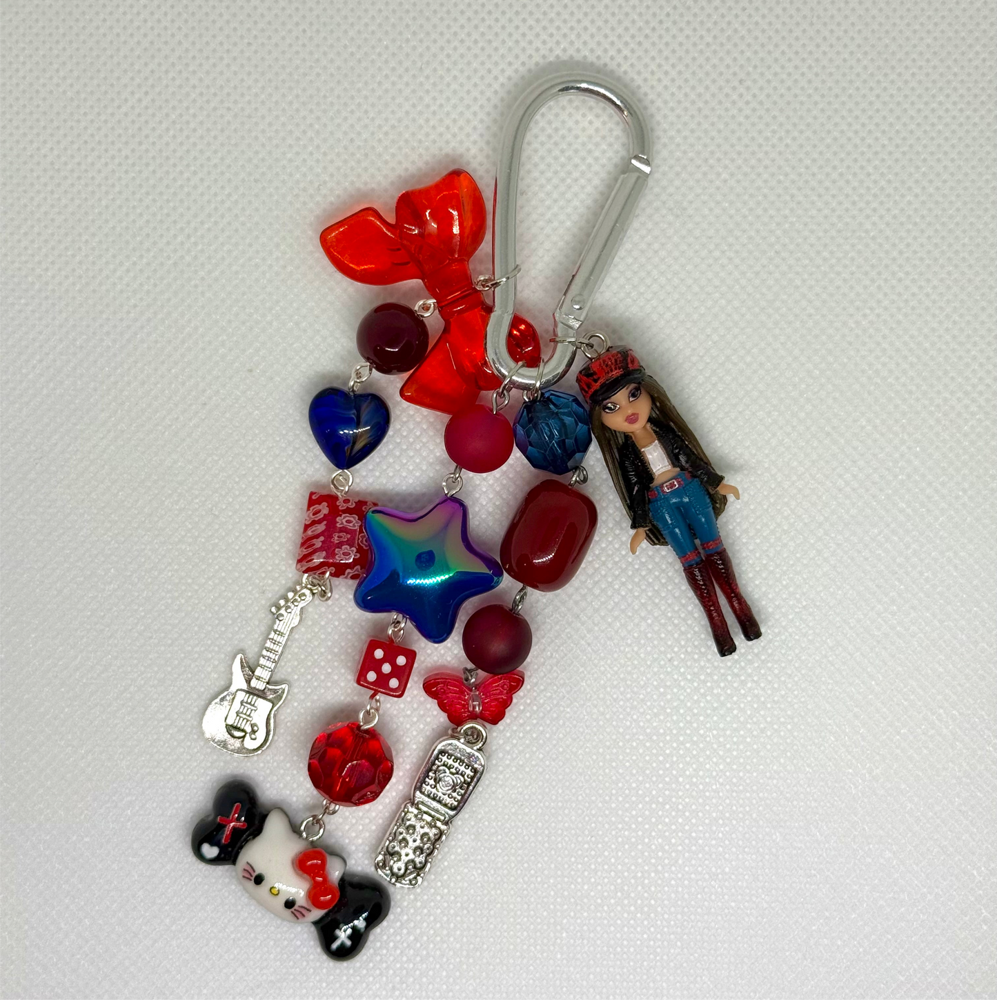 red and blue bratz carabiner