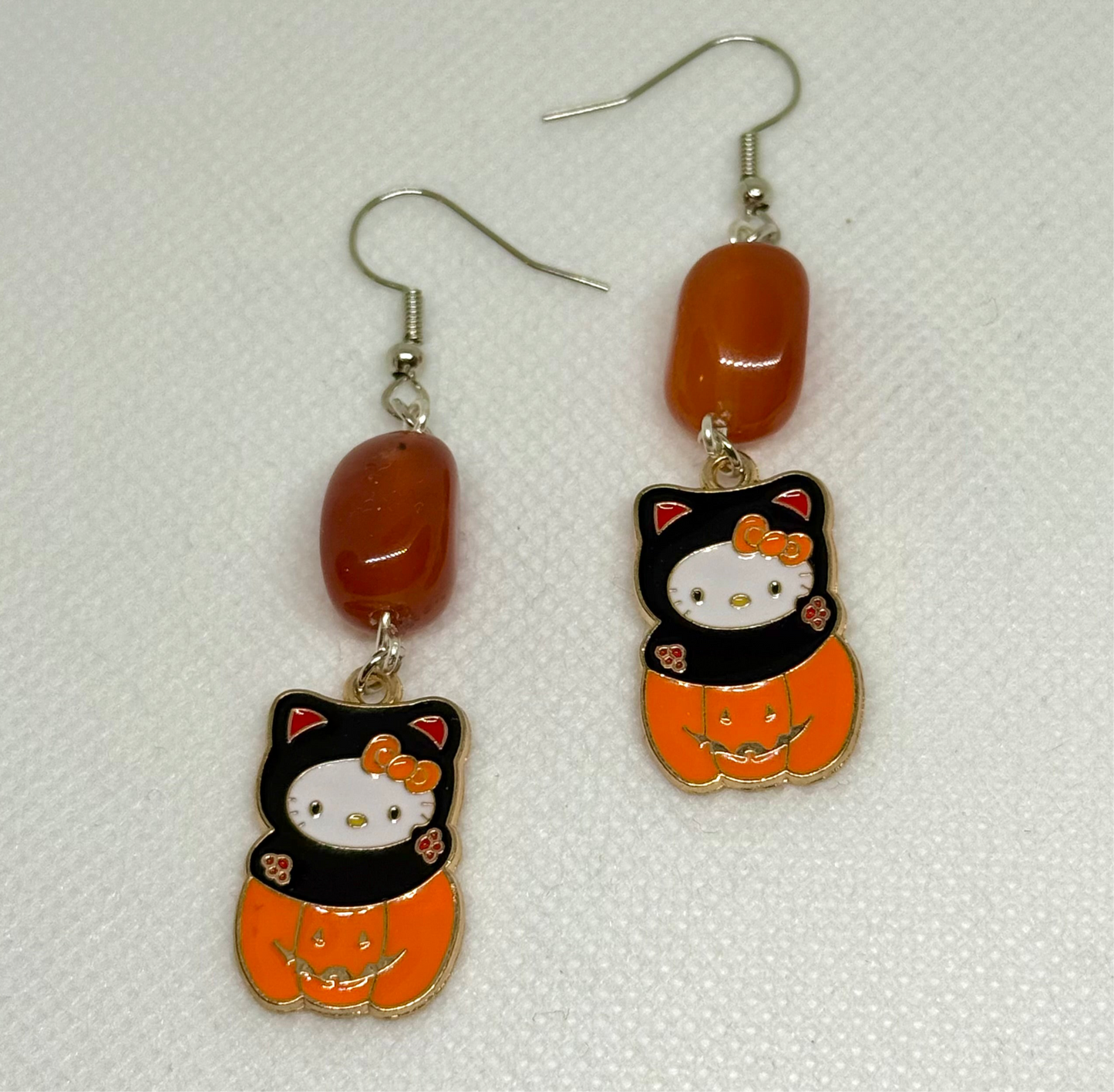 pumpkin kitty earrings