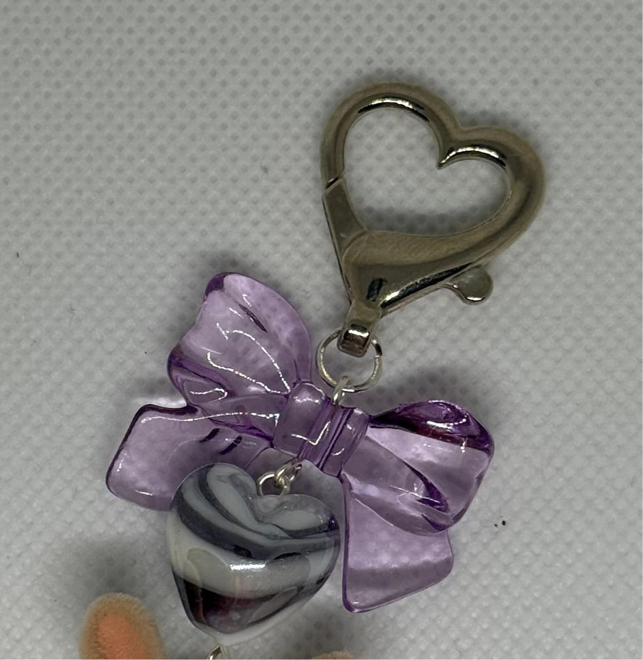 purple lilac lavender bow purple heart keychain bag charm aesthetic