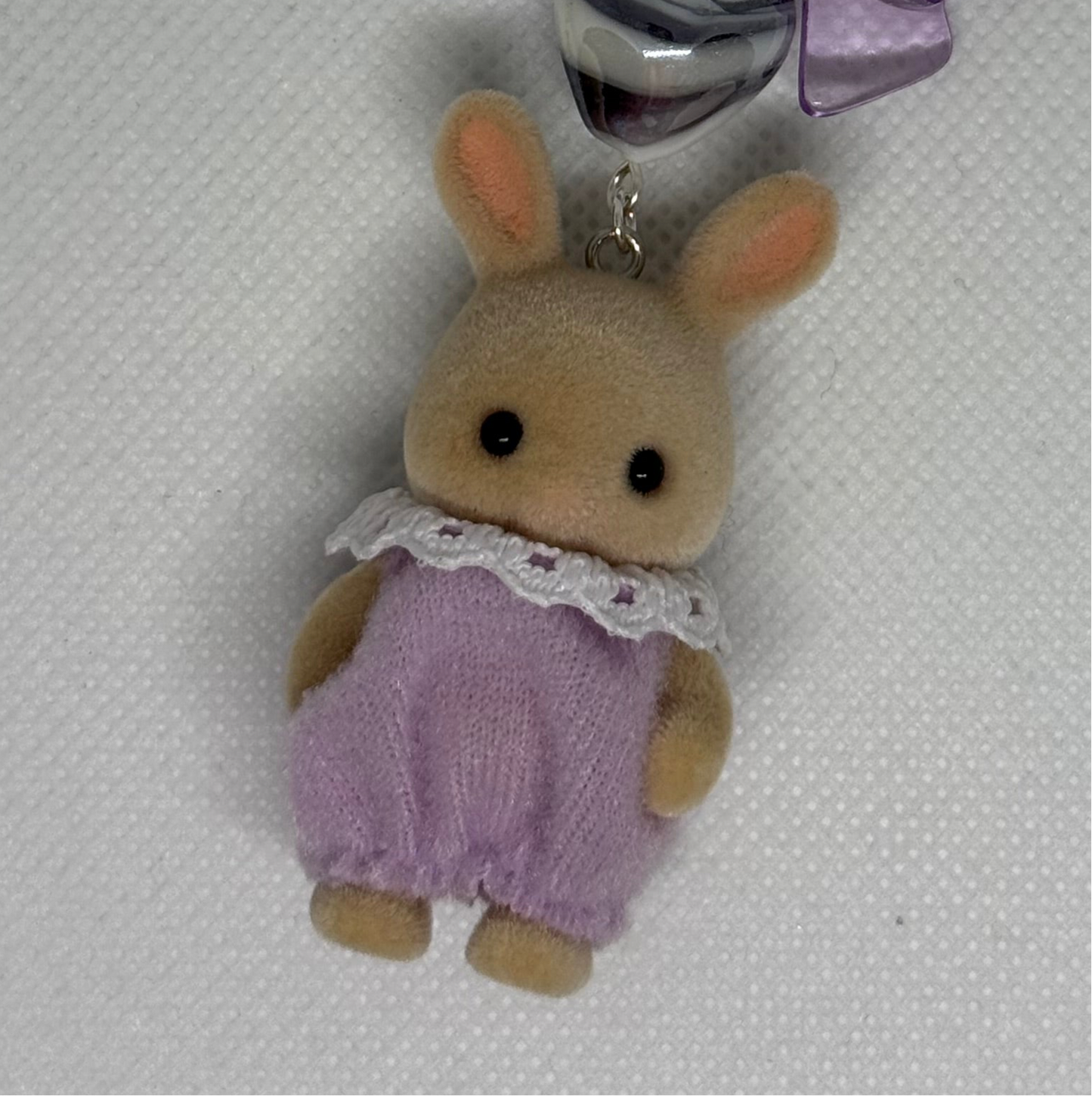 coquette kawaii purple sylvanian families calico critter bag charm keychain