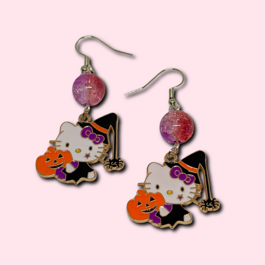 witchy kitty earrings