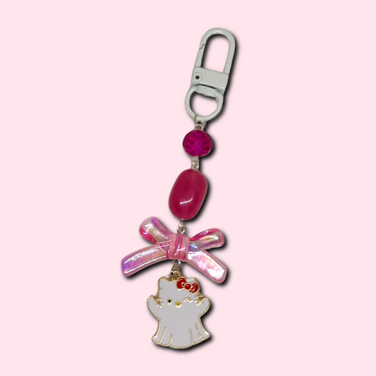pink ghost kitty charm