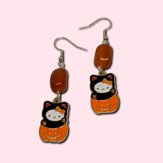 pumpkin kitty earrings